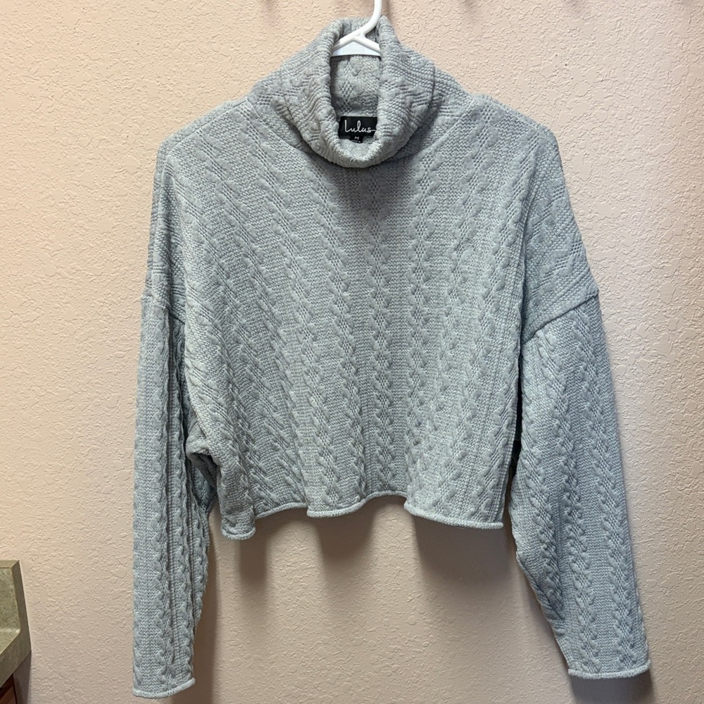Lulu's Soft Gray Cowl Neck Sweater